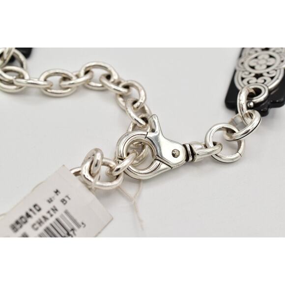 Brighton Gloss Chain Black Silver Tone Floral Size Medium 33\
